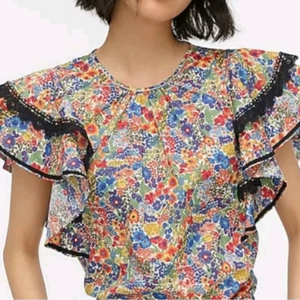 J. Crew Liberty Margaret Annie Floral Flutter Sleeve Top